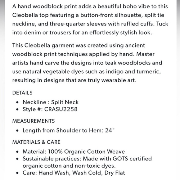 Cleobella | Whitley Ruffle Sleeve Button Front Split V-neck‎ Tie Boho Blouse XL - Picture 13 of 13